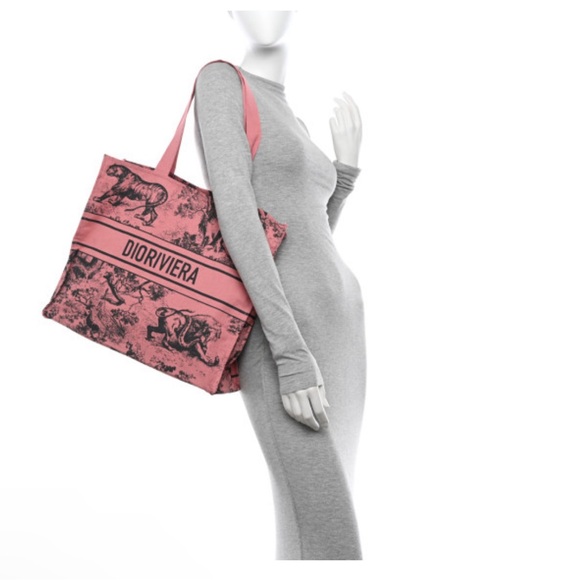 CHRISTIAN DIOR 
Canvas Dioriviera Tote Pink Grey new - Picture 2 of 6